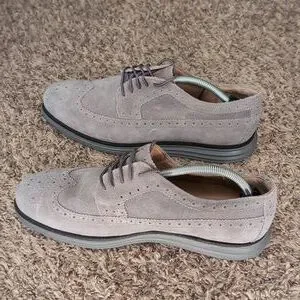 Cole Haan | Shoes | Cole Haan Suede Gray Oxfords With Brogue  display picture 2